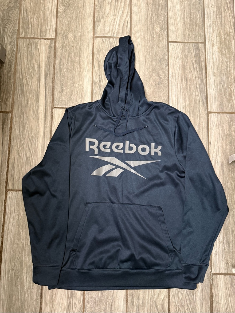 Reebok Men’s Casual Pullover Hoodie Navy Blue/Grey Size Medium